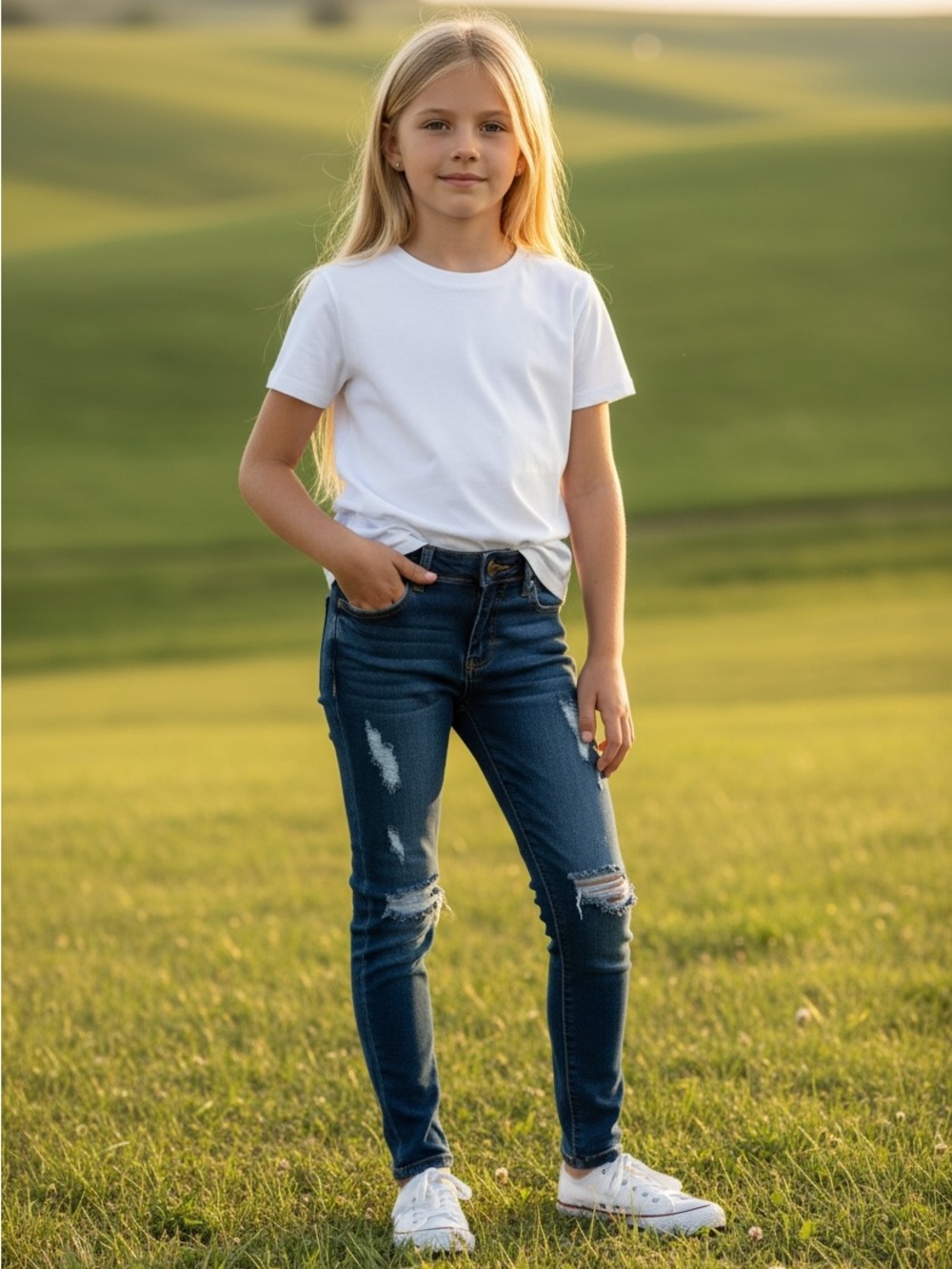 VIP Dark Blue Denim Jeans with Contrast Stitching